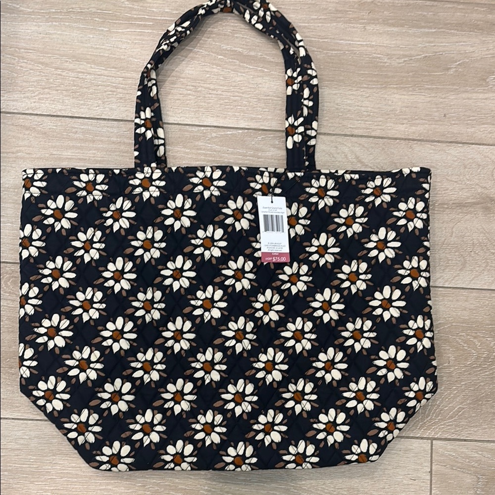 Vera Bradley Essential Grand Floral Black Tote Bag. Brand New with tags.